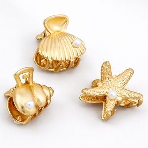 Gold Small Sea Shell Hair Clip Set (3101)